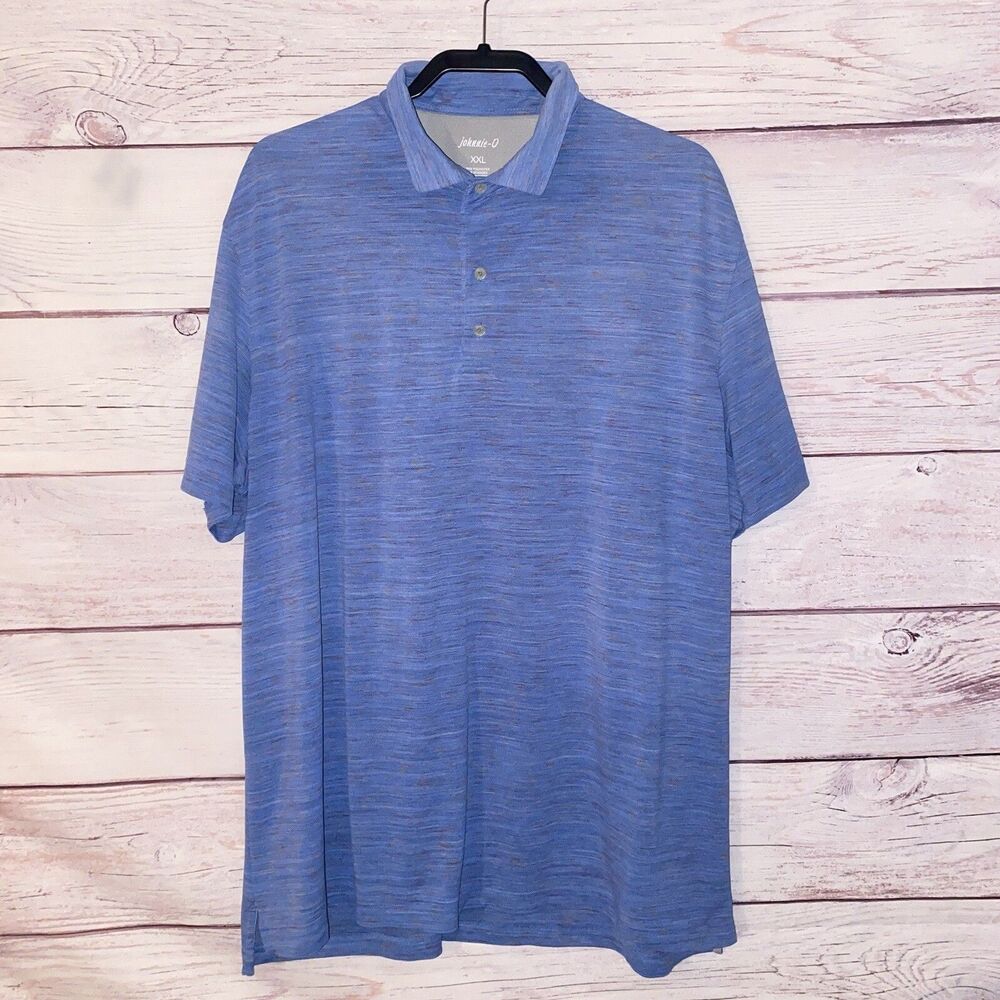 Johnnie O Mens Polo Shirt XXL Blue Space Dye  Short Sleeve Preppy  B12